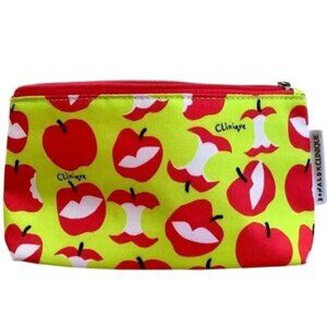 Donald x Clinique Apple Makeup Pouch Neon Green Red Cosmetic Bag